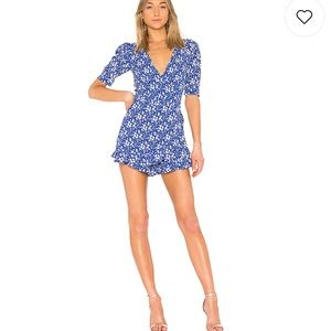 ZAMIRA FLORAL ROMPER IN COBALT size small